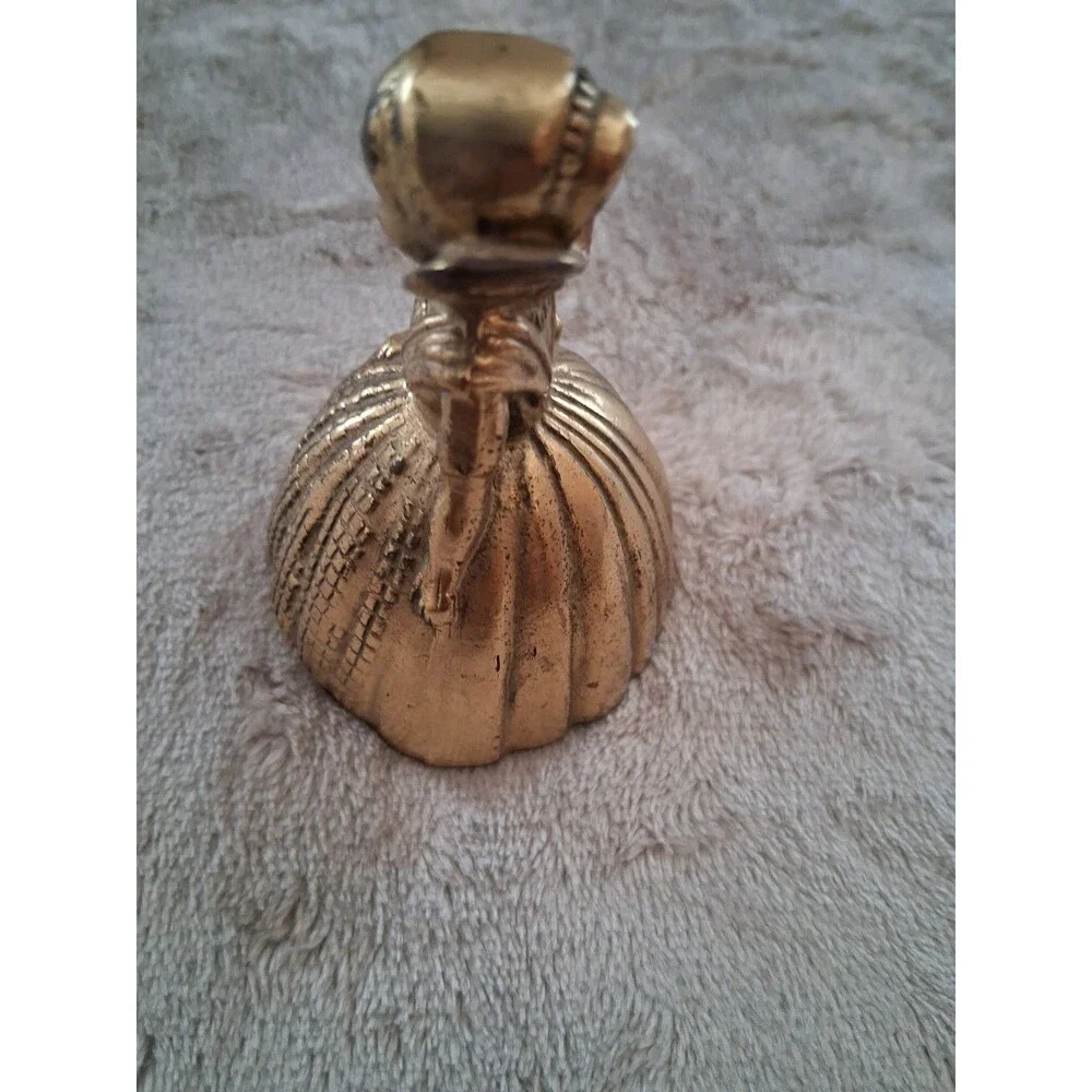 Antique Solid Brass Table Bell Lady In Dress 3 ” made in England